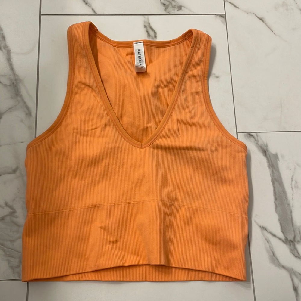 Athleta peach ribbed tank top work out top